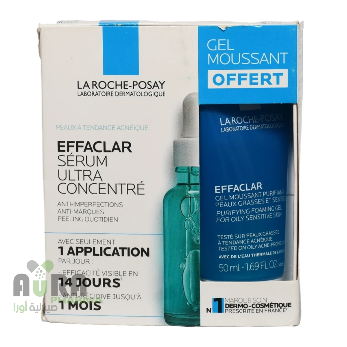 ايفاكلار سيروم الوجه المضاد للشوائب 30مل + جل رغوي 50 مل مجانا من لاروش بوزيه