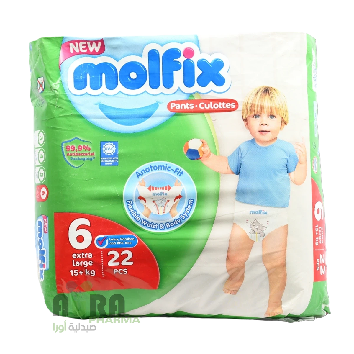 حفاظات مولفيكس كلوت 6 كبير جدا 22 قطعه