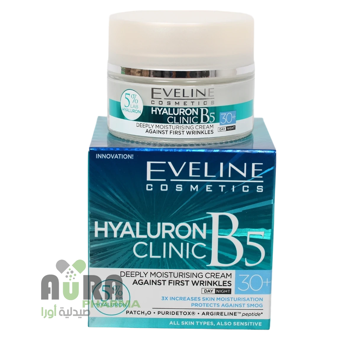كريم الترطيب العميق المضاد للشيخوخة هيالورونيك ,B5 ليلي ونهاري 50مل ايفلين