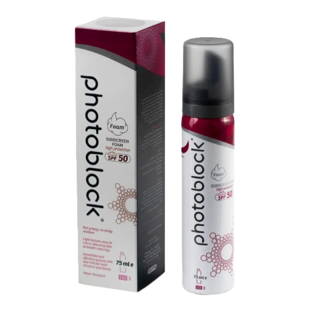 فوتوبلوك رغوة الحماية من أشعة الشمس عامل حماية 50 ، 75 مل