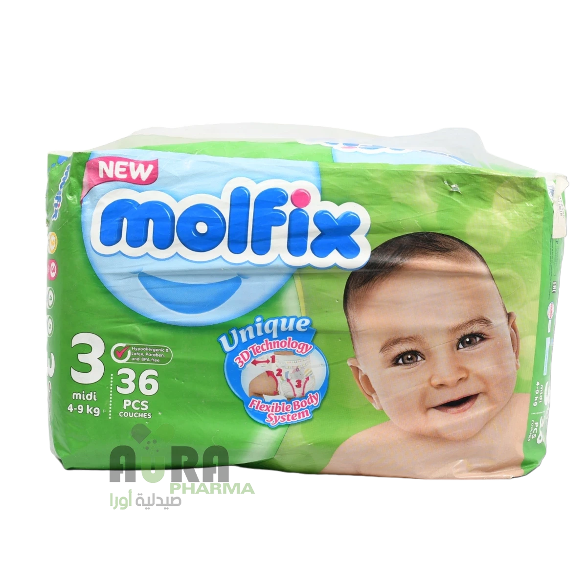 حفاظات مولفيكس كلوت 3 وسط 36ق*4